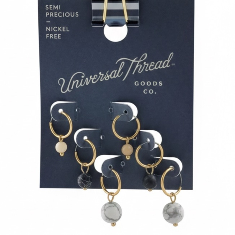 Universal Thread Dainty Hoops Nickel Free Semi Precious Earrings Set Bohemian